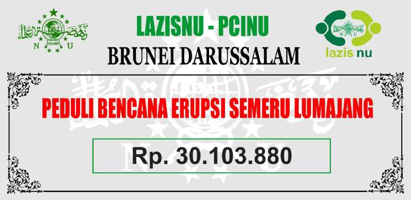 PCINU Brunei Darussalam Salurkan Bantuan 30 Juta Lebih untuk Korban Erupsi Semeru